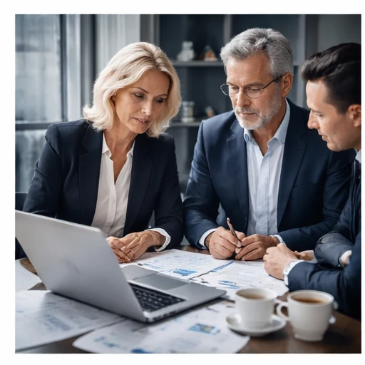 Advisors reviewing finance documents